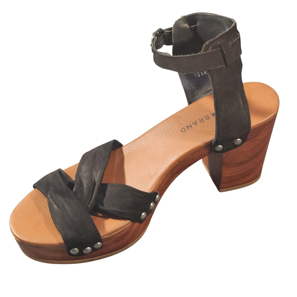 Lucky Brand Sandals Womens Size 9 Black Leather Platform Heel Strap LK Whitneigh